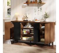 STILVORA: Mueble aparador de cocina con 4 puertas y espacio de almacenamiento, aparador con compartimentos inferiores, mueble auxiliar de tablero de partículas, color nogal y