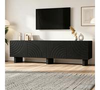 STILVORA: Mueble de TV con 4 puertas y soporte para televisor, mueble bajo para sala de estar, mueble de TV adecuado para televisores de 75 pulgadas, fabricado en tablero de partículas