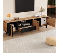 STILVORA - Mueble de TV de 180x32,5x50 cm. Mueble bajo para TV, consola de TV con 3 armarios y 1 cajón. Mesa de TV, soporte para televisores de hasta 80 pulgadas. Mueble para sala de estar en madera n