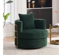 STILVORA: Silla giratoria con función de giro de 360° y espacio de almacenamiento. Silla tapizada en tela de pana con reposabrazos acolchados. Silla de relax con acolchado de espuma