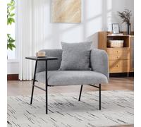 STILVORA: Sillón individual con respaldo de tela y 2 compartimentos de almacenamiento. Sillón para sala de estar con espacio de almacenamiento y mesita auxiliar. Sillón de diseño minimalista con estru