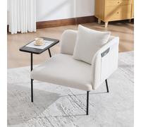 STILVORA: Sillón individual con respaldo de tela y 2 compartimentos de almacenamiento. Sillón para sala de estar con espacio de almacenamiento y mesita auxiliar. Sillón de diseño minimalista con estru
