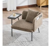 STILVORA: Sillón individual con respaldo de tela y 2 compartimentos de almacenamiento. Sillón para sala de estar con espacio de almacenamiento y mesita auxiliar. Sillón de diseño minimalista con estru