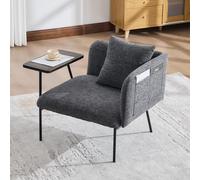 STILVORA: Sillón individual con respaldo de tela y 2 compartimentos de almacenamiento. Sillón para sala de estar con espacio de almacenamiento y mesita auxiliar. Sillón de diseño minimalista con estru