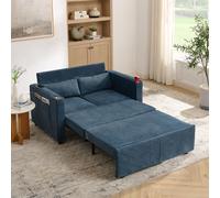 STILVORA: Sofá cama con función 3 en 1 y mecanismo deslizante, sofá de 2 plazas con puerto de carga USB y acolchado ergonómico. Sofá cama que ahorra espacio y es muy versátil. Color: azul marino