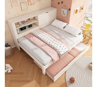 STILVORA, sofá cama de 140x190 cm con cama extraíble de 90x190 cm, cama individual con respaldo con espacio de almacenamiento y compartimento abierto, cama con espacio de almacenamiento plegable y est