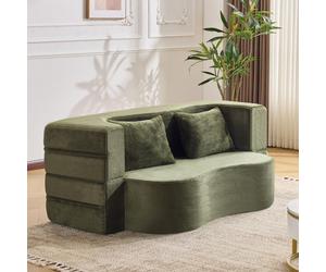 STILVORA: Sofá cama grande, ideal como sofá multifuncional con un colchón abatible completamente comprimible. Sofá plegable 2 en 1, sin necesidad de montaje, perfecto como sofá de suelo para salones,