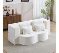 STILVORA: Sofá modular para el suelo con 4 cojines de flanela y espuma de alta densidad. Sofá convertible en cama sin necesidad de montaje, ideal para salones, habitaciones de invitados y dormitorios