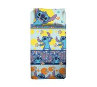 Stitch - Juego de sábanas para Cama Individual Disney, sábana encimera, sábana Bajera Ajustable, Funda de Almohada, Azul, Disney, 100% algodón, Producto Oficial