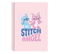 Safta Cuaderno espiral STITCH Ohana 4º (15,5x22 cm) 80 hojas Tapa dura Cuadros 4 mm