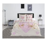 Aymax – Juego de cama Stitch & Angel Heart 2 personas 240x220 cm 2 fundas 65x65 cm polialgodón rosa