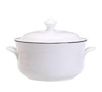 STJNFCY Sopa de Porcelana sopera con Tapa con Asas 1800 ml Juego de cerámica Blanca Francesa para Hornear,1900ml