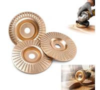 STOAT Disco amoladora madera 3 piezas. Disco carburo 125/22mm para cortar, dar forma & lijar, disco de talla madera para amoladora (curva inclinada plana-3)