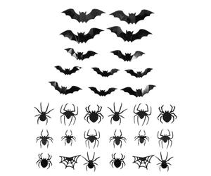 STOBAZA Decoración LED 3d de Murciélagos y Arañas para Halloween Luz Suave, Material Plástico Abs, Flexible Cables para Exteriores y Jardines