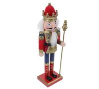 STOBAZA Figura Decorativa de Muñeco Cascanueces de Madera Rojo Soldado para Decoración Navideña de Mesa, Adorno Festivo Artesanal Adecuado para Hogar y Fiestas de Navidad
