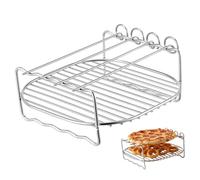 STOBAZA Rejilla Doble para Aire de Acero Freidora Rectangular Inoxidable | Plata, Diseño de Repuesto para Barbacoa Multiusos, No se Deforma
