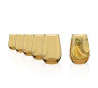 Stölzle Lausitz Vasos Agua Elements Kids Ámbar Set 6x335 ml - Vasos de Cristal para Agua Zumo y Cócteles - Aptos Lavavajillas Resistentes y Decorativos - Ideales para Uso Diario y Familiar