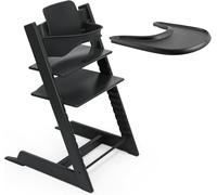 Stokke Tripp Trapp® + Baby Set² + Bandeja - Negro | Solución 2 en 1 desde 6 meses. Incluye la trona de madera, el Baby Set² para estar sentado con seguridad, y la bandeja.
