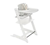Stokke Tripp Trapp Trona 2 (Blanco), Cojín 2 (Gris Nórdico) + Bandeja Stokke (Blanco) - Incluye Silla + Juego de Bebé con Arnés Extraíble para Niños de 6 a 36 Meses