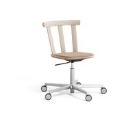 Stolab Silla Alt base giratoria con asiento tapizado roble Hallingdal 65-200 beige-Barniz mate claro