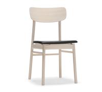 Stolab Silla Prima Vista abedul lacado mate claro Cuero Elmotique VII 99001 black
