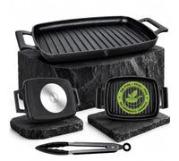 Stone&Stone Plancha Grill Inducción Rectangular 47 cm con Pinza, Plancha BBQ Antiadherente con Revestimiento Cerámico Alemán, Base de Acero Completo, Apta para Gas y Horno, Sin PFAS, PFOA ni PTFE