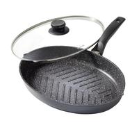 STONELINE Sartén Parrilla Ovalada 35x24 cm Sartén para Pescado Grill Asador con Rayas Vertedores Sartén Inducción Revestimiento Antiadherente con Partículas Piedra Reales, Todo Tipo Cocinas, Sin Grasa