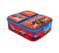 Stor Sandwichera Múltiple Hot Wheels, Licencia Oficial, Fiambrera Infantil con 3 Divisiones, Lonchera Escolar Reutilizable Sin BPA para Colegio y Merienda, 17x14x5 cm