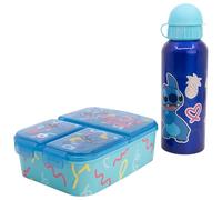 Stor Set Botella Aluminio y Fiambrera Stitch - Cantimplora 530ml con Sandwichera 3 Compartimentos - Kit Merienda Escolar Infantil