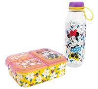 Stor Set Botella y Fiambrera Minnie Mouse - Botella Aventura Ecozen 650ml y Sandwichera 3 Compartimentos - Set Merienda Escolar Infantil