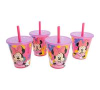 Stor Set de 4 Vasos Infantiles con Pajita Minnie Mouse 285ml Reutilizables Plastico PP Sin BPA Ideal Fiestas