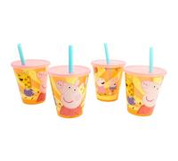 Stor Set de 4 Vasos Infantiles con Pajita Peppa Pig 285ml Reutilizables Plastico PP Sin BPA Ideal Fiestas
