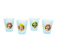 Stor Set de 4 Vasos Infantiles Super Mario Bros 285ml - Vasos Plastico para Fiestas y Uso Diario - Resistentes a Caidas