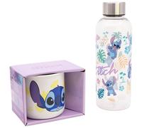 Stor Set Desayuno Stitch - Botella Hidro 850ml Plastico y Taza Ceramica 400ml - Conjunto Infantil con Diseños Originales - para Fans