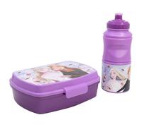 STOR Set Merienda Frozen - Fiambrera Rectangular y Botella Sport 380ml - Conjunto Escolar Infantil de Plástico Resistente - Ideal para Colegio y Excursiones