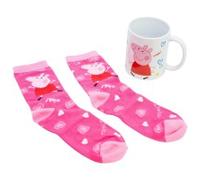 Set de calcetines y taza ceramica 325 ml peppa pig