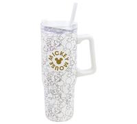 Stor Taza Termo Grande con Pajita Mickey Mouse 920ml Acero Inoxidable Doble Pared - Vaso para Llevar Reutilizable con Asa y Tapa
