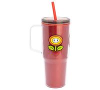 Stor Taza de Cafe para Llevar Reutilizable con Pajita y Tapa Hermetica, Vaso Termico Doble Pared 860ml, Libre de BPA, Tumbler Plastico con Asa