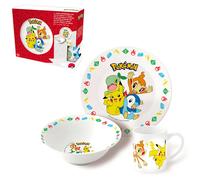 Stor Tazón Plato Y Taza De Cerámica Divertidos Y Alegres Juego De Bolsa De Almuerzo Pokémon