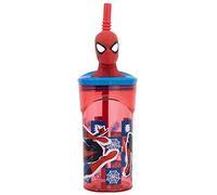Stor Vaso 3D original de Marvel Spiderman para niños de 360 ml con pajita y tapón 3D desenroscable en forma de cabeza de hombre araña