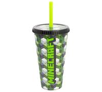 Stor Vaso de Cafe para Llevar con Tapa y Pajita Minecraft 790ml - Polipropileno - Tumbler Grande Viaje