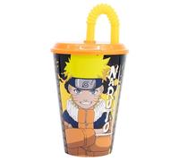 Stor Vaso Infantil con Tapa y Pajita Naruto 430ml - Vaso Reutilizable de Plástico Resistente para Niños - Sin Derrames