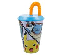 Stor Vaso Infantil con Tapa y Pajita Pokémon 430ml - Vaso de Plástico Resistente para Niños - Sin Derrames