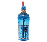 Stor Vaso original de 360 ml de Capitán América de Marvel para niños con pajita incorporada y figuras 3D de personajes famosos de películas.