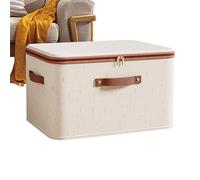 Storage Bags - Fabric | Closet Organizers, Storage Boxes with Lids, Reinforced Handle, Plegable, Thick Fabric, for Comforters, Clothes, Blankets, Bedding, 4 Pack, Dark Grey