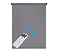 STORESDECO Estor Enrollable Motorizado Opaco Estores Enrollables Blackout Automático con Batería, Motor y Mando Premium, Estores Ventana 100% Poliéster, Cortinas para salón Gray 120 x 250cm