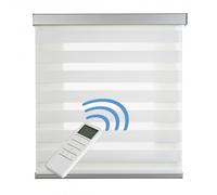 STORESDECO Estor Enrollable Motorizado Screen Estores Noche y Día con Batería y Mando, Estores Eléctricos y Automáticos, 100% Poliéster, Estores Enrollables Translúcidos White 120 x 250cm