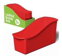 Storex Papelera grande para libros, organizador de plástico entrelazado para el hogar, la oficina y el aula, rojo, paquete de 6 (71102U06C)