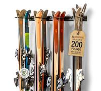 StoreYourBoard Bastidor para guardar esquís en la pared, tiene capacidad para 8 pares, soporte para esquís de acero para casas y garajes (Negro)