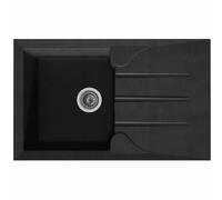 Stradour Aloa Fregadero de cocina empotrado 1 tazón + 1 escurridor - Negro - 81 x 50 cm